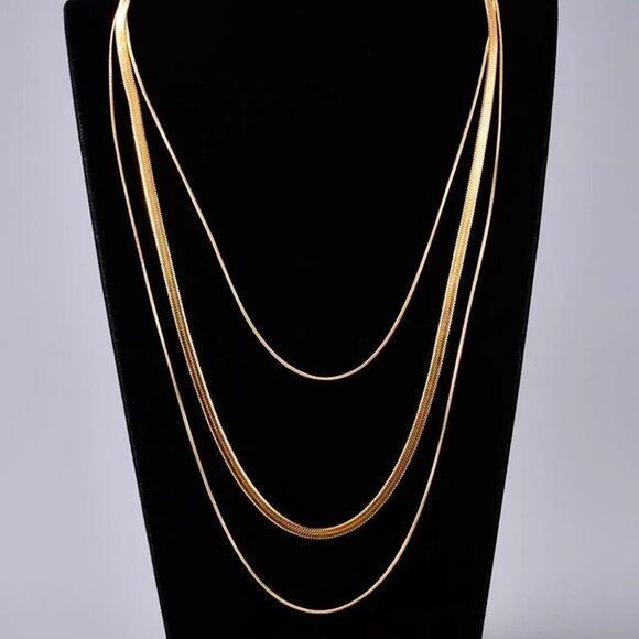 3 Layer Snake Bone Thick Chain Choker Necklaces - Picture 5 of 6
